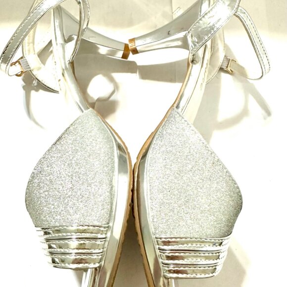 Fashion Glitter Sparkle Heel Ankle Open Toe Shoes Adult Women's Size 7.5 - Picture 3 of 6